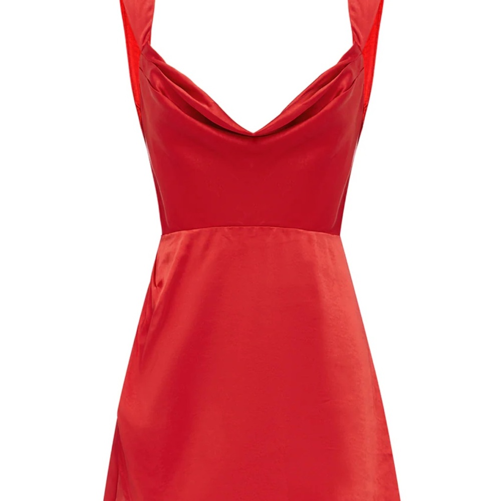 RunAway Havana Sexy Vixen Red Satin Mini Dress unique low back date night hot 💃 - Picture 4 of 16